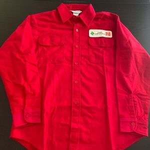 NEW Vtg Mens Heavy Cotton Land O Lakes Cenex Red Work Farm Flannel Sz Large